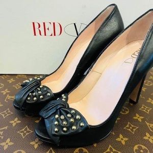 RedValentino Black Leather Pumps